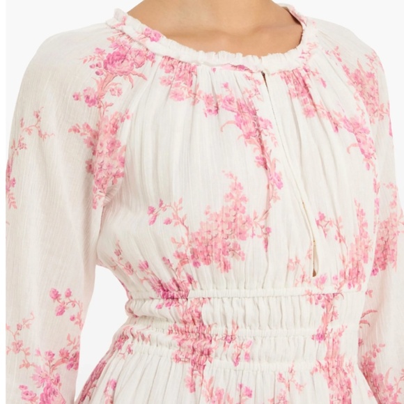 LoveShackFancy Mellni Floral Mini Dress Pink & White - Picture 3 of 12